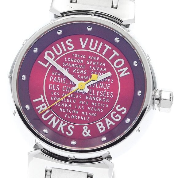 LOUIS VUITTON Tambour TRUNKS&BAGS Q121N Red Dial Quartz Ladies Watch_891615 - Picture 3 of 6